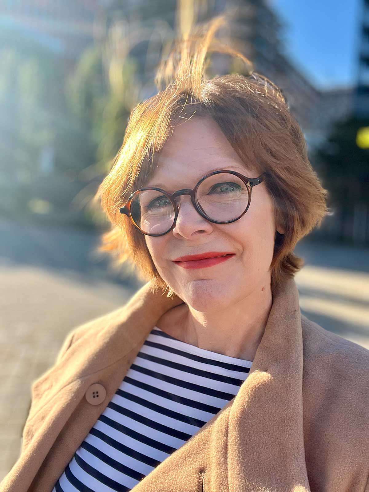 Selfie von Britta in der Morgensonne im September